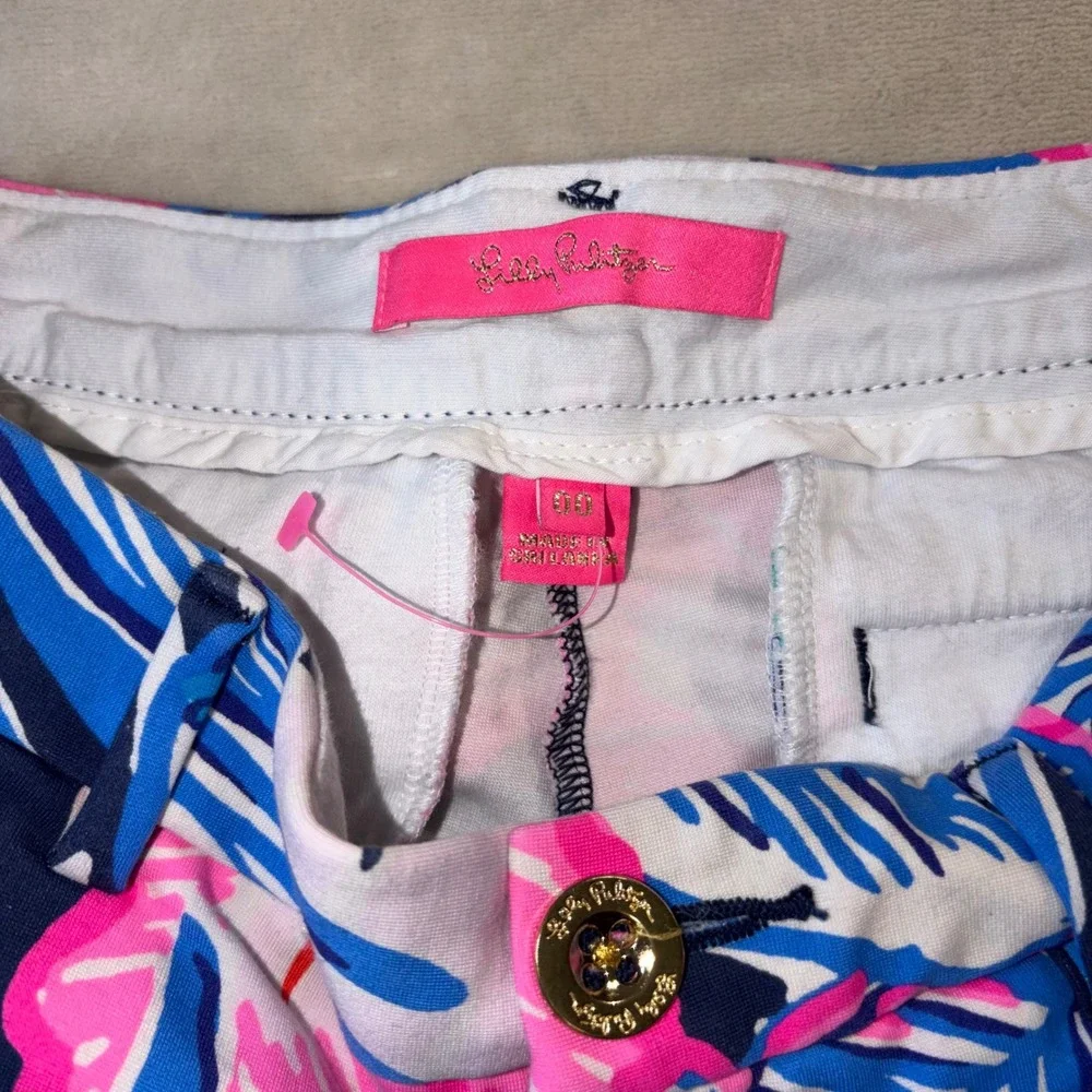 Lilly Pulitzer Callahan Shorts Blue Pink Floral Tropical Size 00